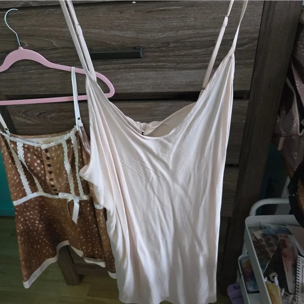 NWT SPELL Mini Slip Cream Dress XxL